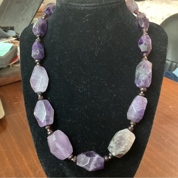 Vintage Barse Amethyst and Garnet Bead Sterling Silver Necklace 120 Grams - Picture 3 of 13